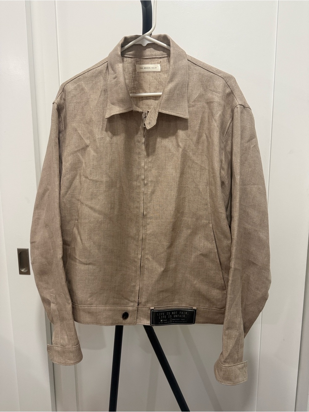 Egg Broken Value Cream Linen Zip Jacket Mens Large